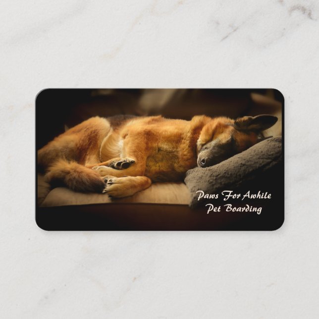 Gorgeous Sleeping German Shepherd in Watercolor Business Card (Front)