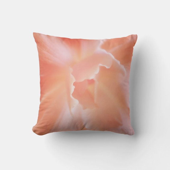 Gorgeous Soft Salmon Coloured Begonia Cushion (Front)