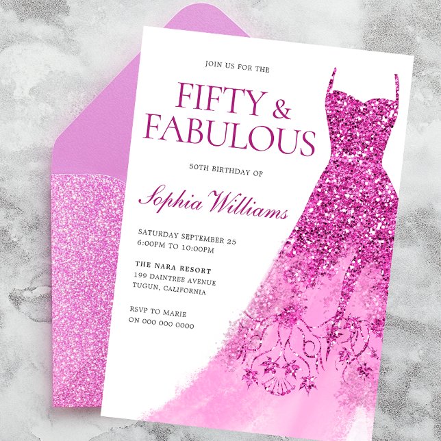Gorgeous Sparkle Dress 50th Birthday Party  Invitation (Creator Uploaded)