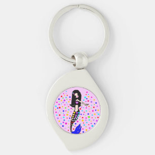 🧜‍♀️❤️✦°•Gorgeous Sparkling Little Goth Mermaid Key Ring