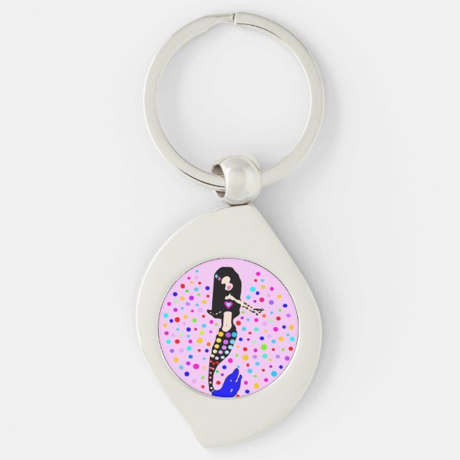 🧜‍♀️❤️✦°•Gorgeous Sparkling Little Goth Mermaid Key Ring (Front)