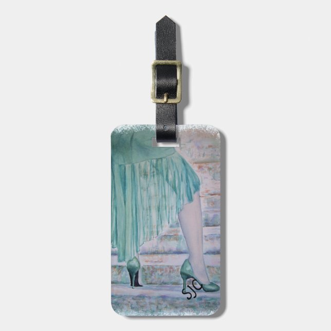 GORGEOUS STAIRCASE POSE PERSONALIZED LUGGAGE TAG (Front Vertical)