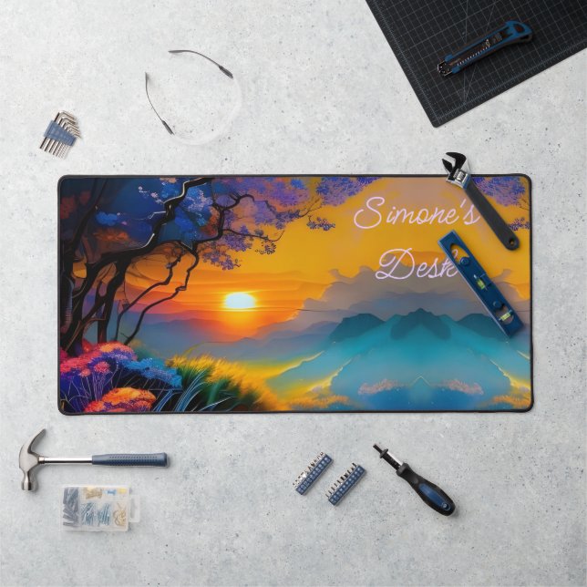 Gorgeous Sunrise over mountains Desk Mat (Workstation)