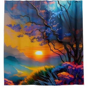 Gorgeous Sunrise over mountains Shower Curtain