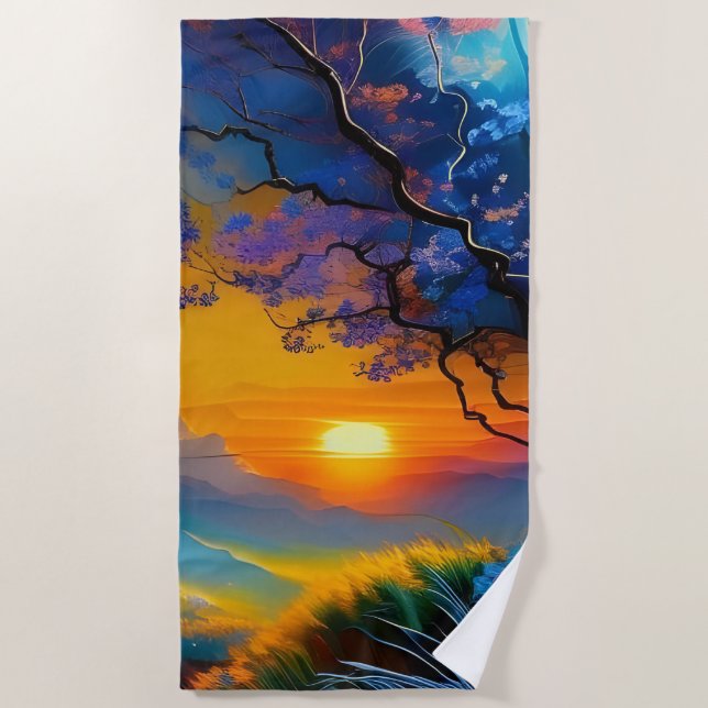 Gorgeous Sunrise over pond  Beach Towel (Front)
