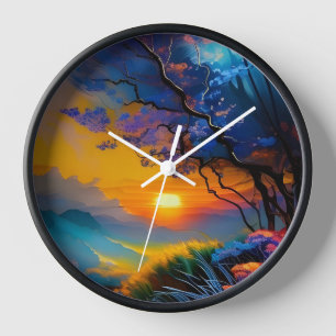 Gorgeous Sunrise over pond  Clock
