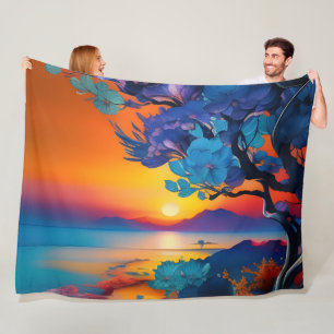 Gorgeous Sunrise over pond Fleece Blanket