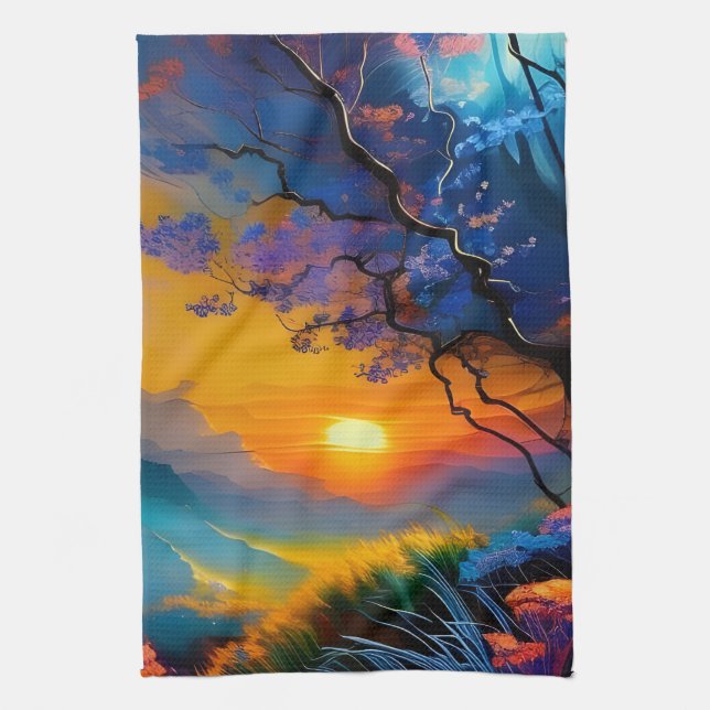 Gorgeous Sunrise over pond  Tea Towel (Vertical)