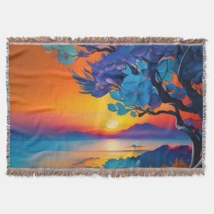 Gorgeous Sunrise over pond Throw Blanket