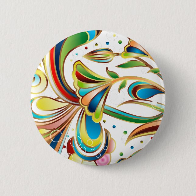 Gorgeous Swirling Flowers 6 Cm Round Badge (Front)