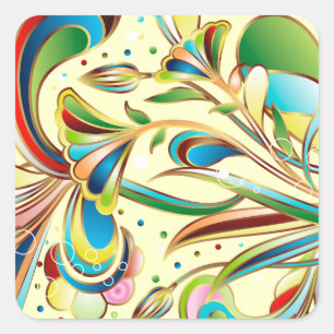 Gorgeous Swirling Flowers Square Sticker