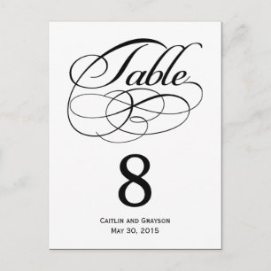 Gorgeous Swirls Wedding Table Number Card