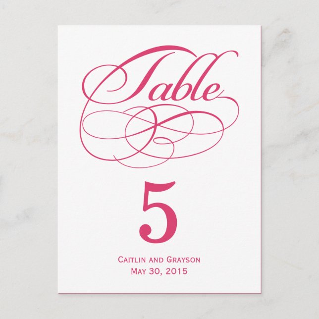 Gorgeous Swirls Wedding Table Number Card (Front)
