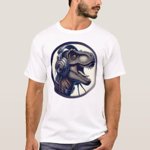 Gorgeous T-Rex wearing headphone inside Circle v1 T-Shirt