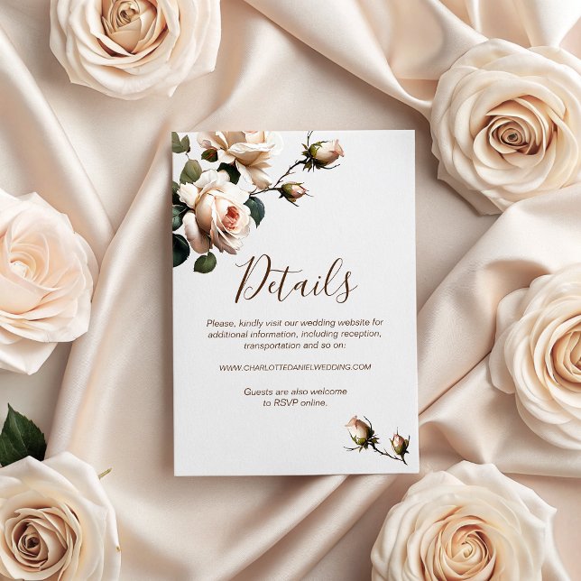 Gorgeous Tea Rose Wedding Details Enclosure Card (Gorgeous Tea Rose Wedding Details Enclosure Card)