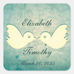 Gorgeous Teal Birdcage Wedding Stickers