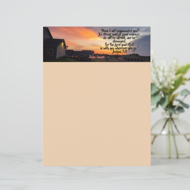 Gorgeous Texas Sunset Stationary Scripture (Standing Front)