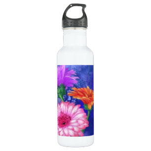 Gorgeous Three Colour Gerberas - Migned Art Drawin 710 Ml Water Bottle