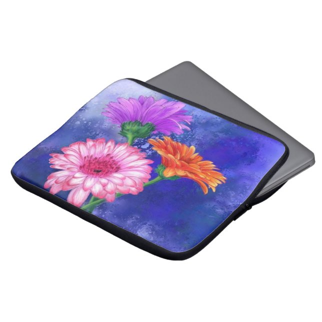 Gorgeous Three Colour Gerberas - Migned Art Drawin Laptop Sleeve (Front Top)