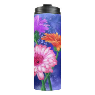 Gorgeous Three Colour Gerberas - Migned Art Drawin Thermal Tumbler