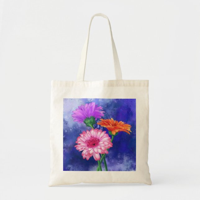 Gorgeous Three Colour Gerberas - Migned Art Drawin Tote Bag (Front)