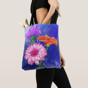 Gorgeous Three Colour Gerberas - Migned Art Drawin Tote Bag