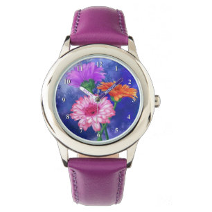 Gorgeous Three Colour Gerberas - Migned Art Drawin Watch