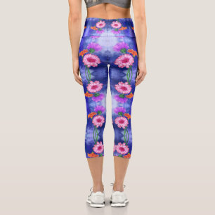Gorgeous Three Colour Gerberas - Migned Drawing Ar Capri Leggings