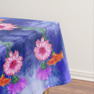 Gorgeous Three Colour Gerberas - Migned Drawing Ar Tablecloth