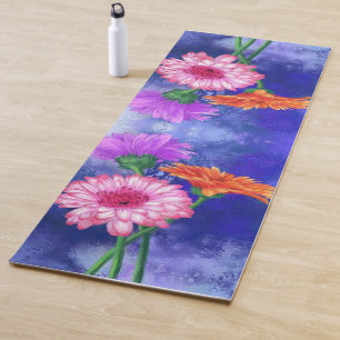 Gorgeous Three Colour Gerberas - Migned Drawing Ar Yoga Mat