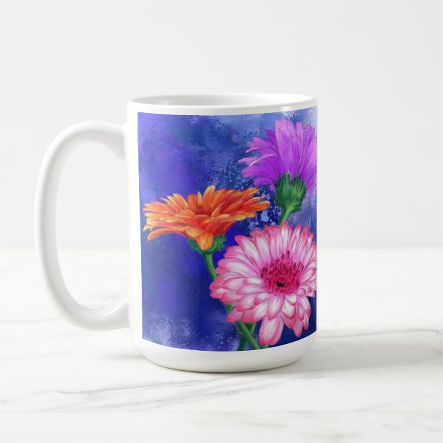 Gorgeous Three Colour Gerberas - Migned Drawing Coffee Mug (Left)