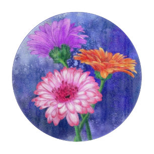 Gorgeous Three Colour Gerberas - Migned Drawing Cutting Board