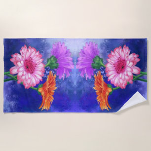 Gorgeous Three Colour Gerberas - Spring - Painting Beach Towel