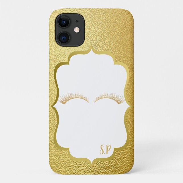 Gorgeous Trendy Gold whit faux lashes Case-Mate iPhone Case (Back)