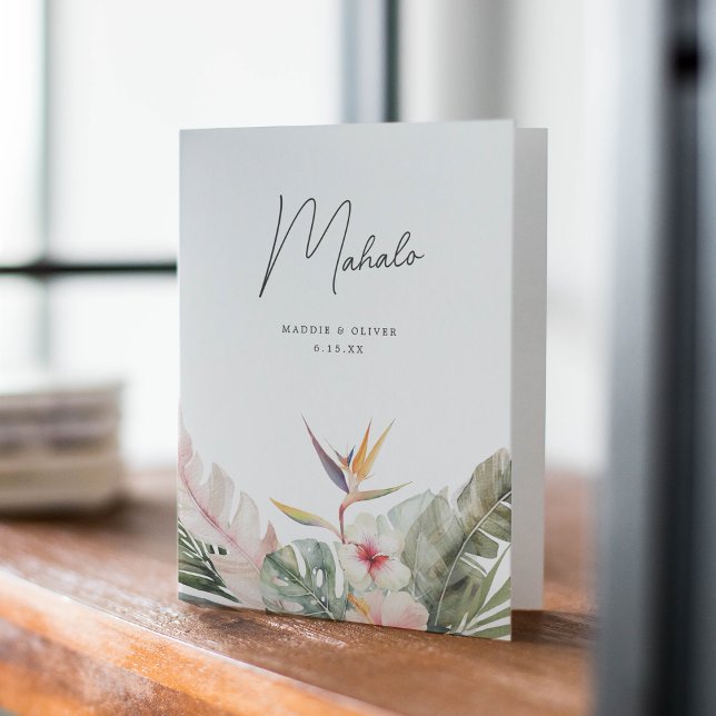 Gorgeous Tropical Botanicals Destination Wedding Thank You Card (Creator Uploaded)