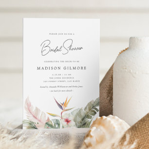 Gorgeous Tropical Botanicals Wedding Bridal Shower Invitation