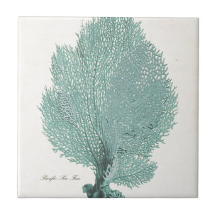 Gorgeous Turquoise/Aqua Pacific Sea Fan Ceramic Tile