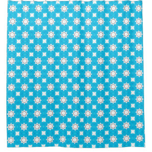 Gorgeous turquoise blue with geometric pattern shower curtain