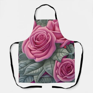 Gorgeous Victorian Pastel Pink Rose Print Apron