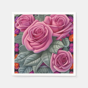Gorgeous Victorian Pastel Pink Rose Print Napkin