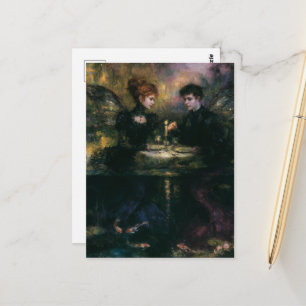 Gorgeous Vintage Mermaid Fairy Couple Dinner Party Postcard