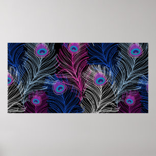 Gorgeous Vintage pattern of peacock feathers on a Poster