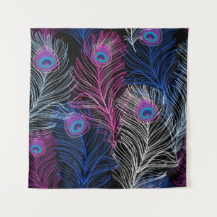 Gorgeous Vintage pattern of peacock feathers on a Tapestry