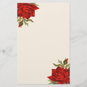 Gorgeous Vintage Red Roses Elegant Stationery