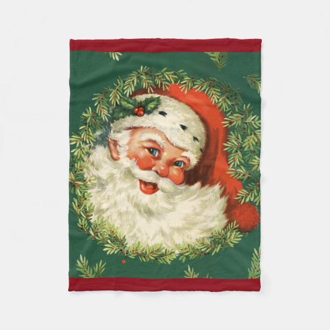 Gorgeous Vintage Santa Claus Image Fleece Blanket (Front)