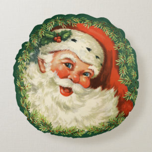 Gorgeous Vintage Santa Claus Image Round Cushion
