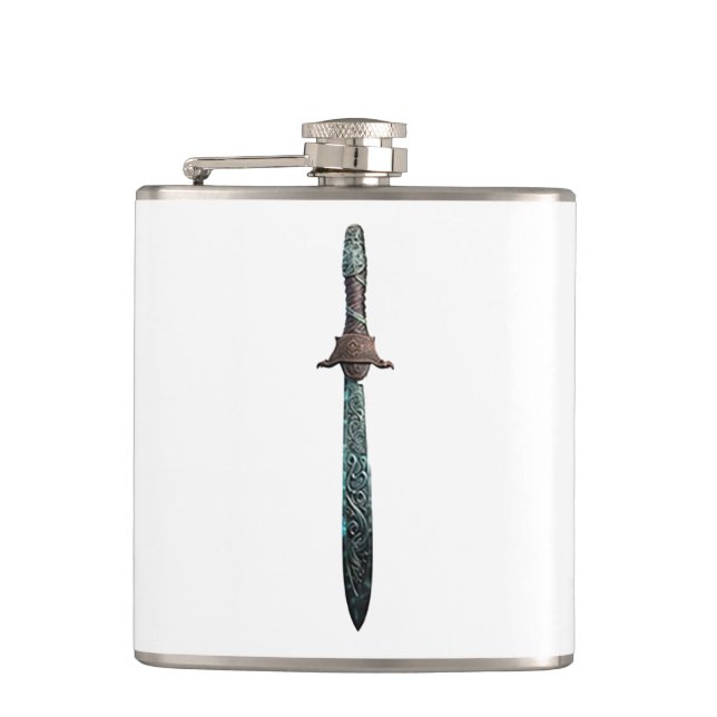 Gorgeous Vinyl Wrapped Flask with Printed Ancient  (Front)