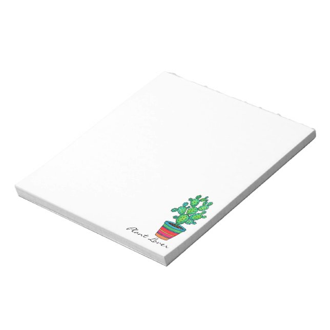 Gorgeous Watercolor Cactus In Beautiful Pot Notepad (Rotated)