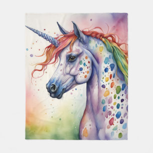 Gorgeous Watercolor Colorful Appaloosa Unicorn Fleece Blanket