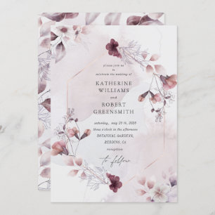 gorgeous watercolor fall floral Wedding Invitation
